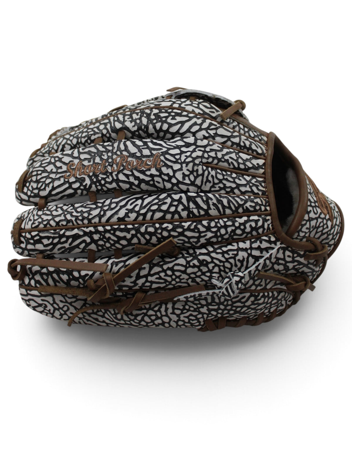 Elephant/Brown American Kip Leather Laced H-Web Handcrafted Glove - 13.5"