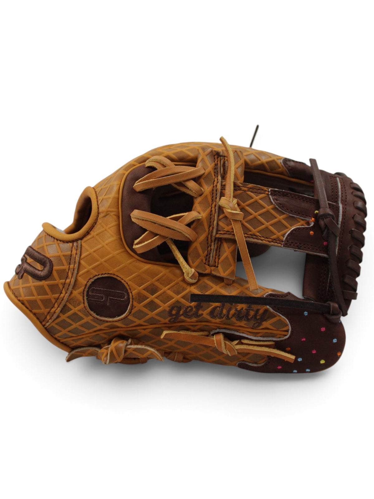Tan/Brown Ice Cream American Kip Leather I-Web Handcrafted Glove - 13"
