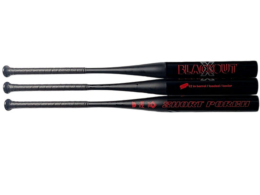 Kevlar/ Spin Tech Black Out X - 1-pc / 12 in - Short Porch Senior Slow Pitch Softball Bat - .5 load