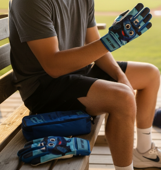 Short Porch Blueberry Batting Gloves with Carrying Bag